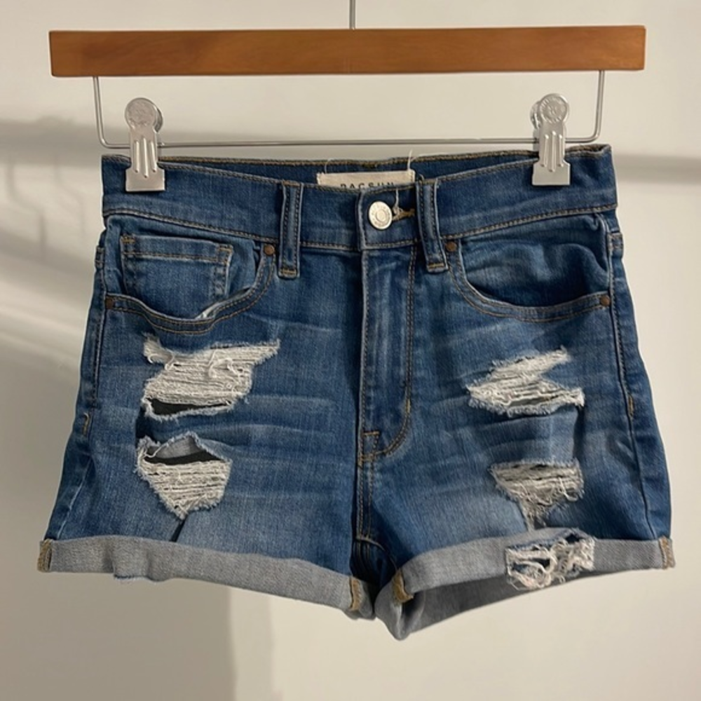 PacSun The Shortie Denim Jean Shorts Size 23 distressed pre-owned